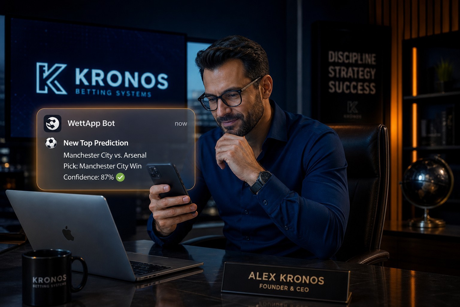 Alex Kronos am Arbeitsplatz